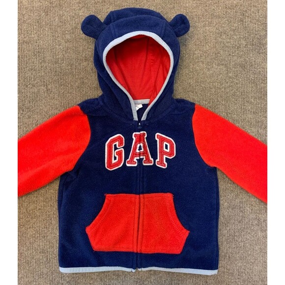 Baby Gap Hoodie Toddler 18-24M Fleece Spell Out Colorblock Zip Up - Picture 1 of 8